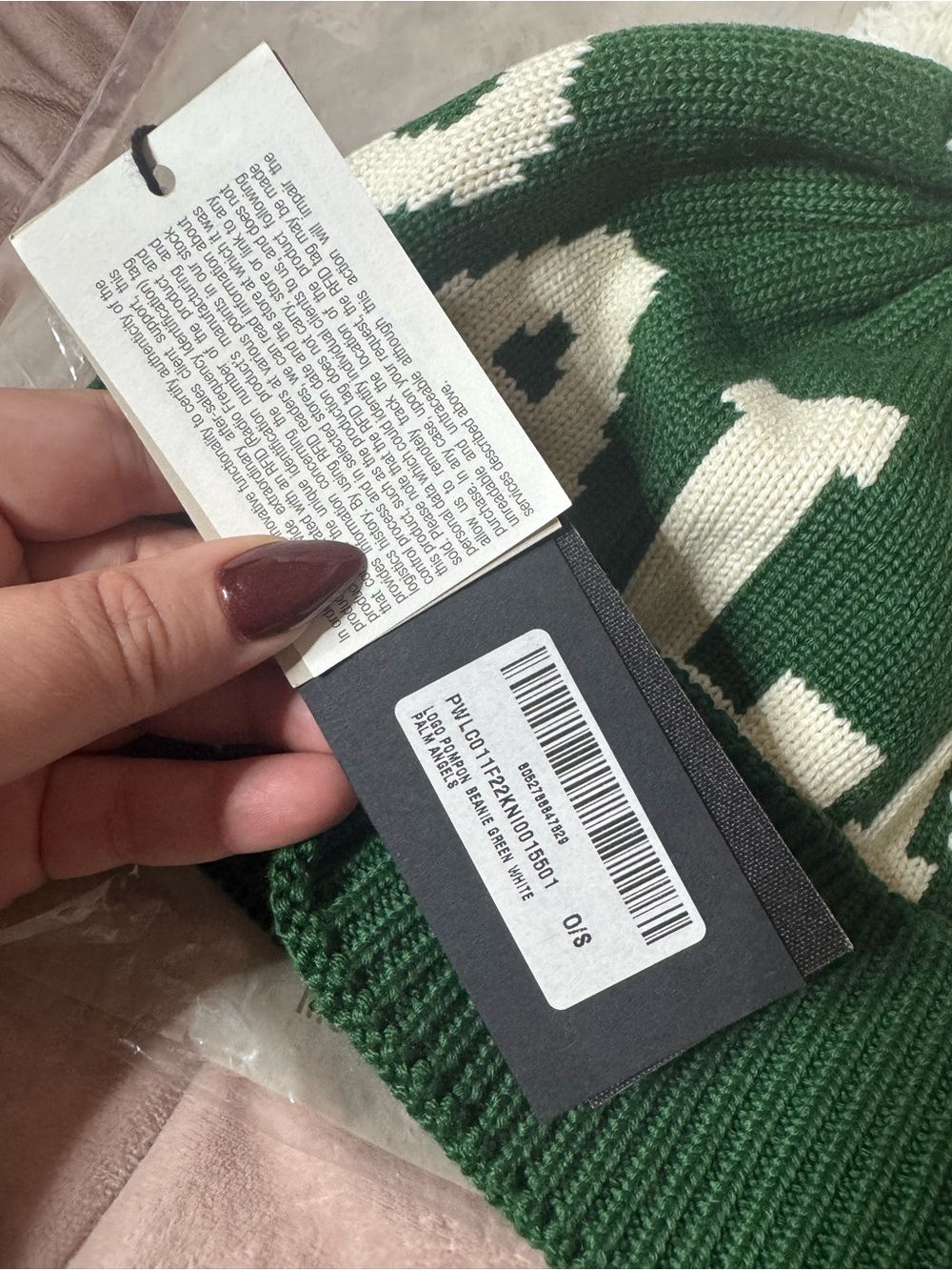 🔥NWT🔥 Palm Angels Green Beanie - Picture 4 of 5